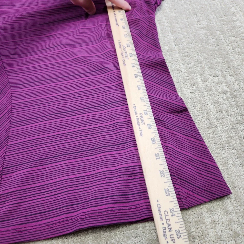 Lululemon‎ Shirt Women 8 Kanto Catch Me Striped Purple Stretch Running Training